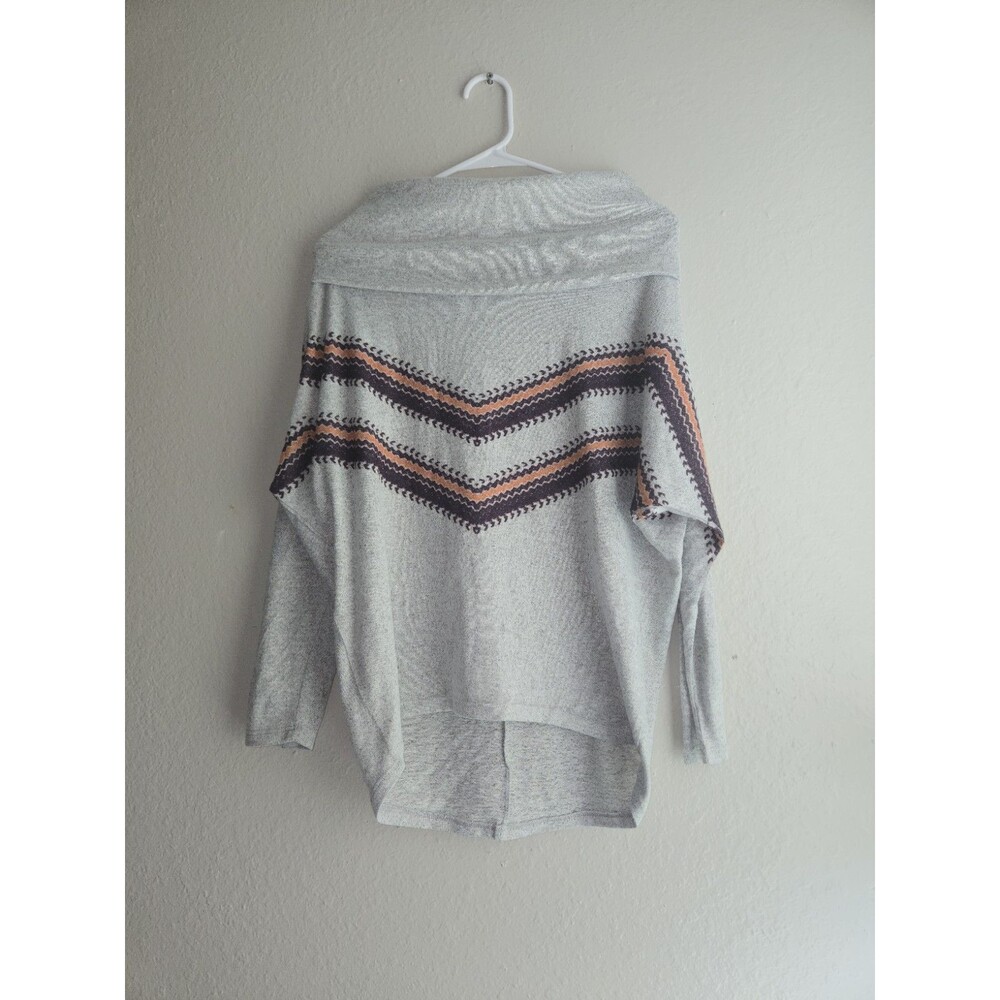 Phil Love Gray Chevron Knit Sweater Cowl Neck Oversized Soft Comfy Size S